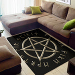 Viking Nordic Runes Pentagram Print Area Rug
