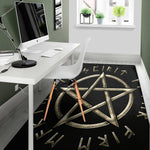 Viking Nordic Runes Pentagram Print Area Rug