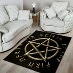 Viking Nordic Runes Pentagram Print Area Rug