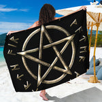 Viking Nordic Runes Pentagram Print Beach Sarong Wrap