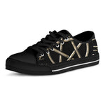 Viking Nordic Runes Pentagram Print Black Low Top Shoes 