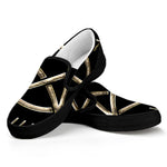 Viking Nordic Runes Pentagram Print Black Slip On Shoes