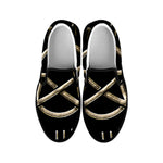 Viking Nordic Runes Pentagram Print Black Slip On Shoes