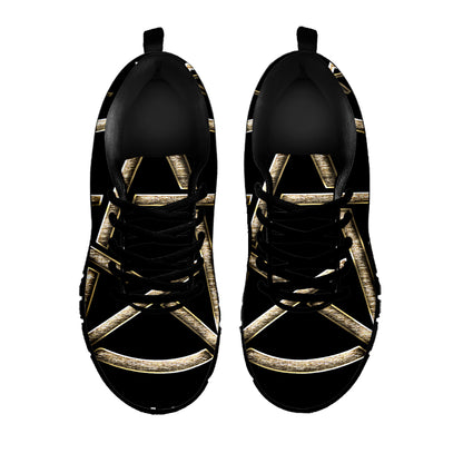 Viking Nordic Runes Pentagram Print Black Sneakers