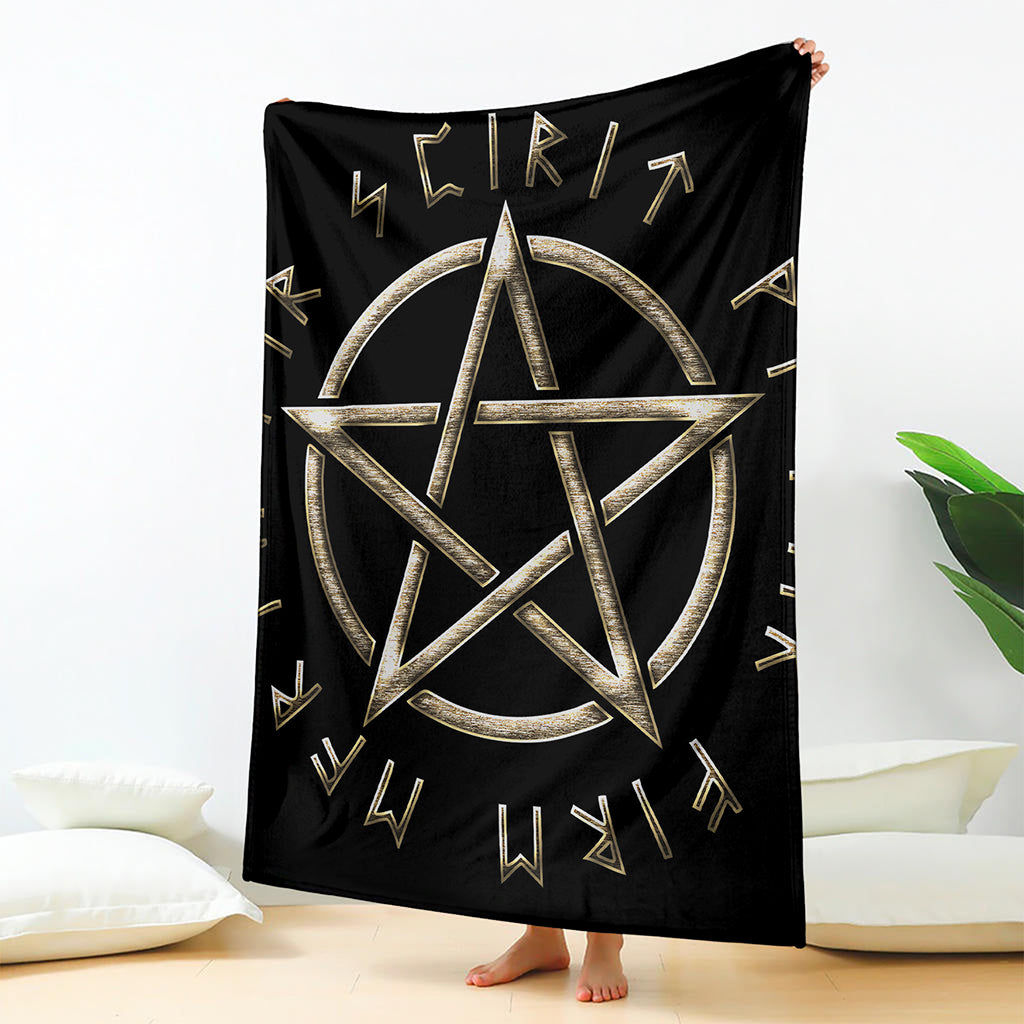 Viking Nordic Runes Pentagram Print Blanket