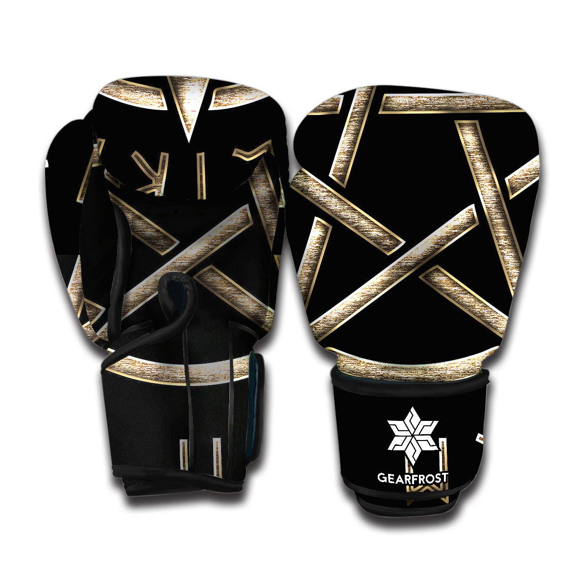 Viking Nordic Runes Pentagram Print Boxing Gloves