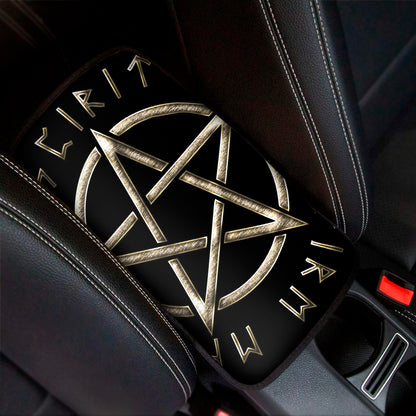 Viking Nordic Runes Pentagram Print Car Center Console Cover
