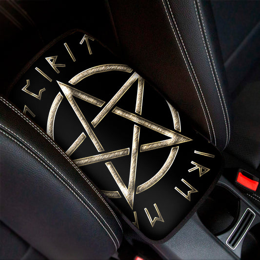 Viking Nordic Runes Pentagram Print Car Center Console Cover