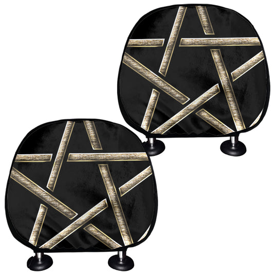 Viking Nordic Runes Pentagram Print Car Headrest Covers