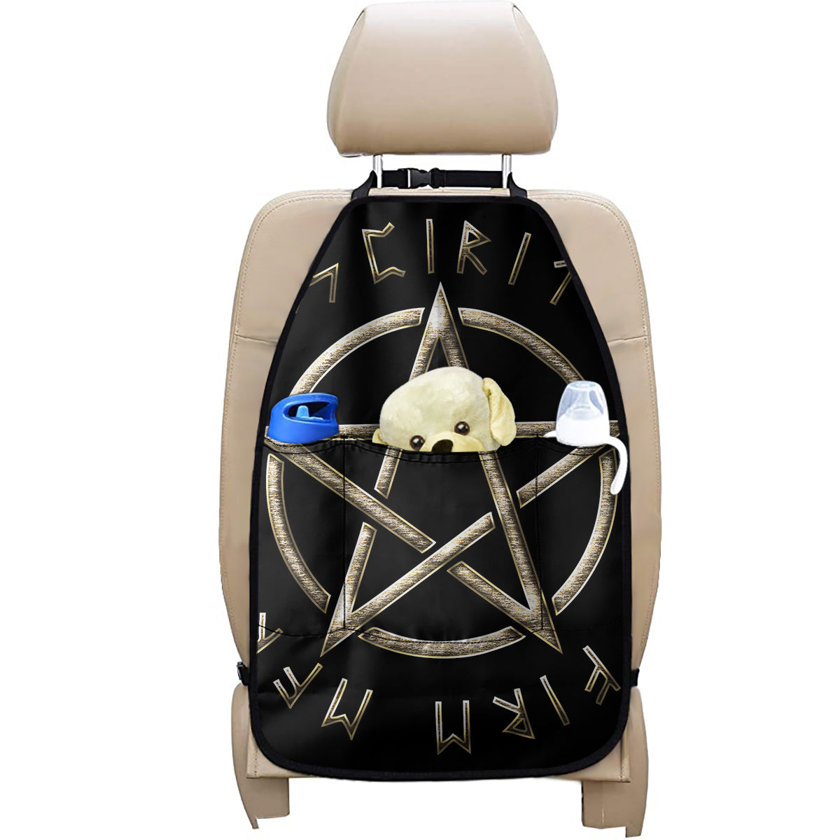 Viking Nordic Runes Pentagram Print Car Seat Organizers