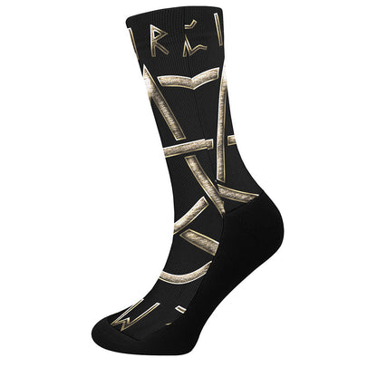 Viking Nordic Runes Pentagram Print Crew Socks