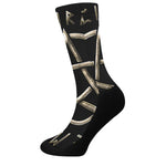 Viking Nordic Runes Pentagram Print Crew Socks