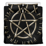 Viking Nordic Runes Pentagram Print Duvet Cover Bedding Set