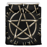 Viking Nordic Runes Pentagram Print Duvet Cover Bedding Set