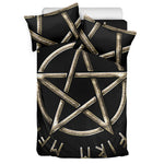 Viking Nordic Runes Pentagram Print Duvet Cover Bedding Set
