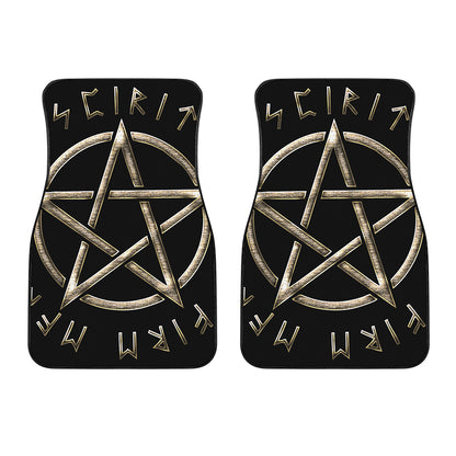 Viking Nordic Runes Pentagram Print Front Car Floor Mats