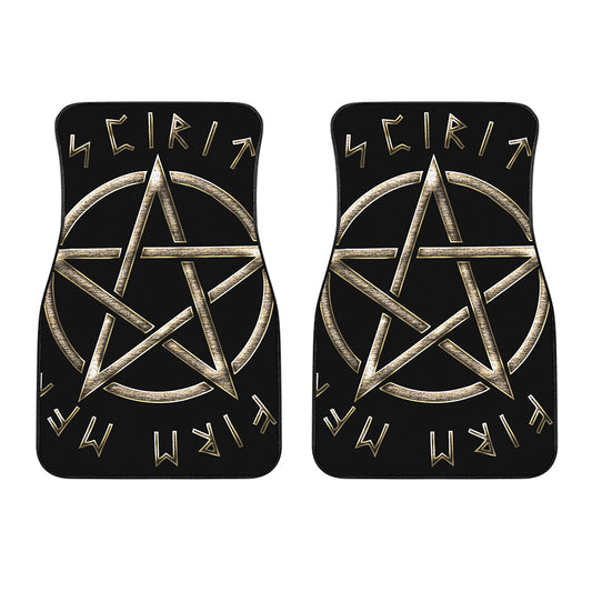 Viking Nordic Runes Pentagram Print Front Car Floor Mats
