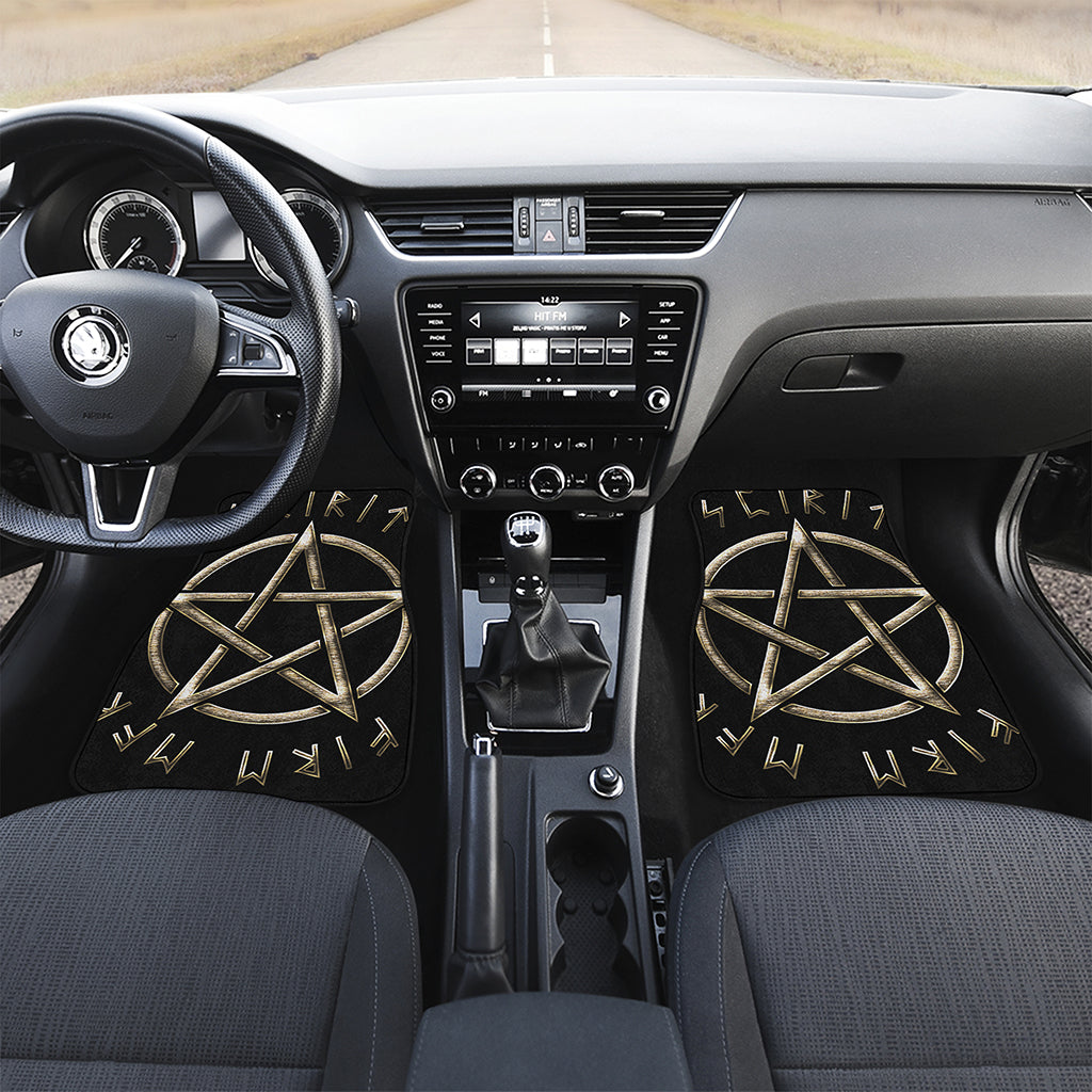 Viking Nordic Runes Pentagram Print Front Car Floor Mats