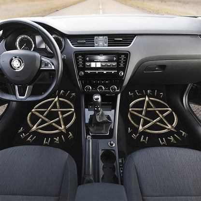 Viking Nordic Runes Pentagram Print Front Car Floor Mats