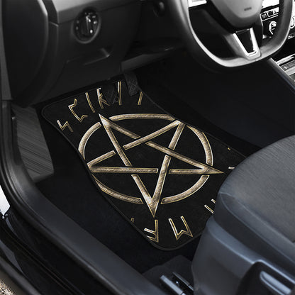 Viking Nordic Runes Pentagram Print Front Car Floor Mats