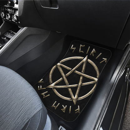 Viking Nordic Runes Pentagram Print Front Car Floor Mats