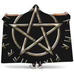 Viking Nordic Runes Pentagram Print Hooded Blanket