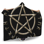 Viking Nordic Runes Pentagram Print Hooded Blanket
