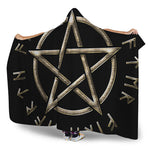 Viking Nordic Runes Pentagram Print Hooded Blanket