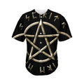 Viking Nordic Runes Pentagram Print Men's Baseball Jersey