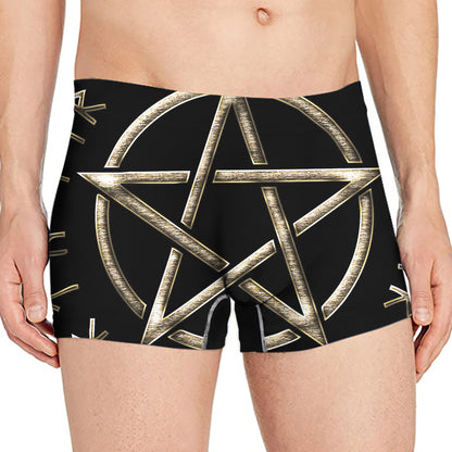 Viking Nordic Runes Pentagram Print Men's Boxer Briefs