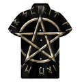 Viking Nordic Runes Pentagram Print Men's Short Sleeve Shirt