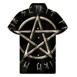 Viking Nordic Runes Pentagram Print Men's Short Sleeve Shirt