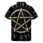 Viking Nordic Runes Pentagram Print Men's Short Sleeve Shirt