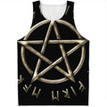 Viking Nordic Runes Pentagram Print Men's Tank Top