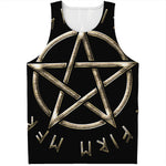 Viking Nordic Runes Pentagram Print Men's Tank Top