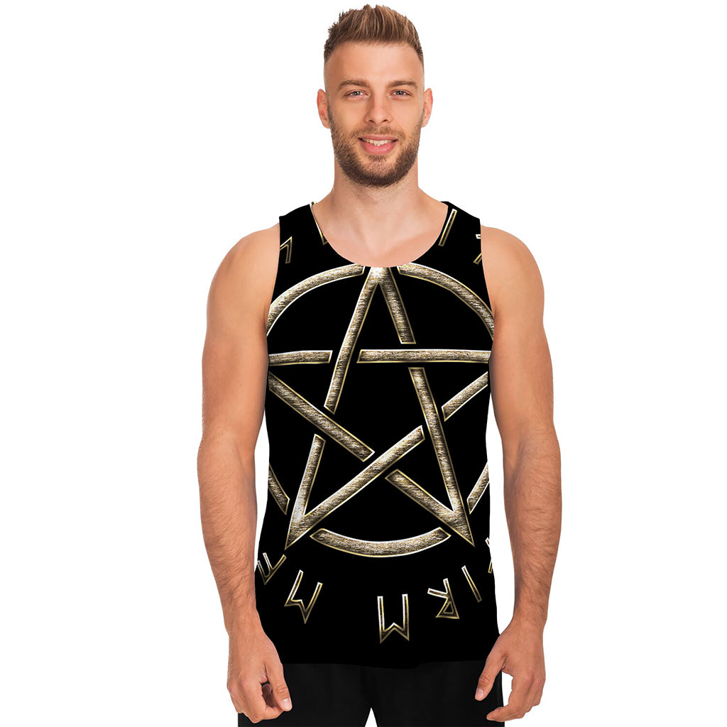 Viking Nordic Runes Pentagram Print Men's Tank Top