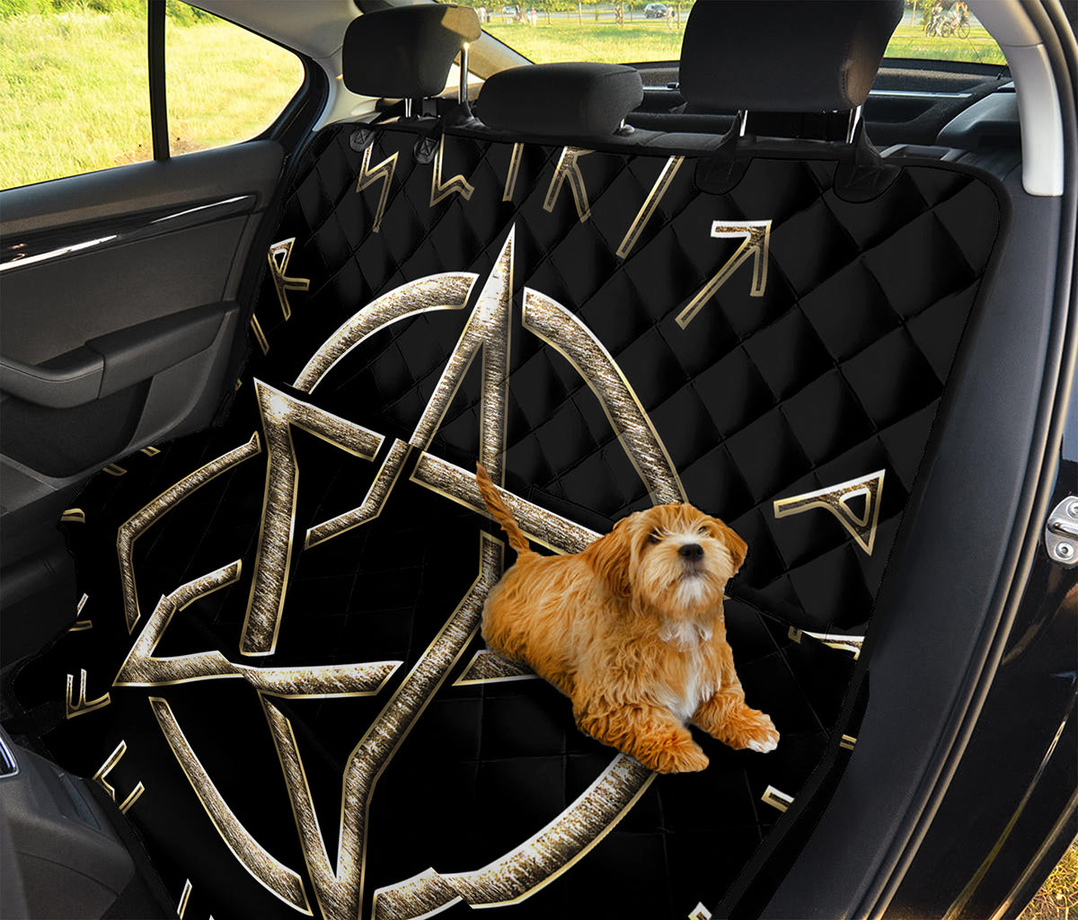 Viking Nordic Runes Pentagram Print Pet Car Back Seat Cover