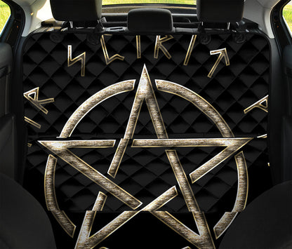 Viking Nordic Runes Pentagram Print Pet Car Back Seat Cover