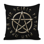 Viking Nordic Runes Pentagram Print Pillow Cover