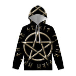 Viking Nordic Runes Pentagram Print Pullover Hoodie