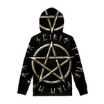 Viking Nordic Runes Pentagram Print Pullover Hoodie
