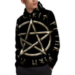 Viking Nordic Runes Pentagram Print Pullover Hoodie
