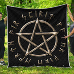 Viking Nordic Runes Pentagram Print Quilt
