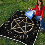 Viking Nordic Runes Pentagram Print Quilt