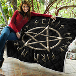 Viking Nordic Runes Pentagram Print Quilt