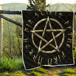 Viking Nordic Runes Pentagram Print Quilt
