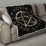 Viking Nordic Runes Pentagram Print Quilt