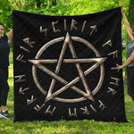 Viking Nordic Runes Pentagram Print Quilt