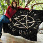 Viking Nordic Runes Pentagram Print Quilt