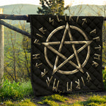 Viking Nordic Runes Pentagram Print Quilt